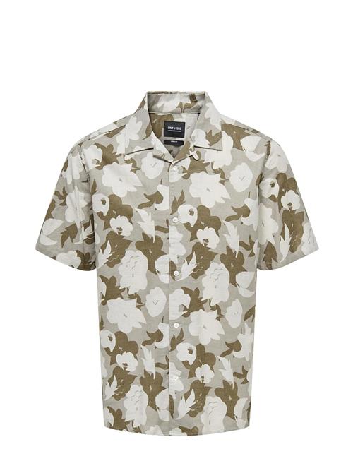 ONLY & SONS Onstrev Reg Ctn Lin Aop Ss Shirt Noos ONLY & SONS Khaki