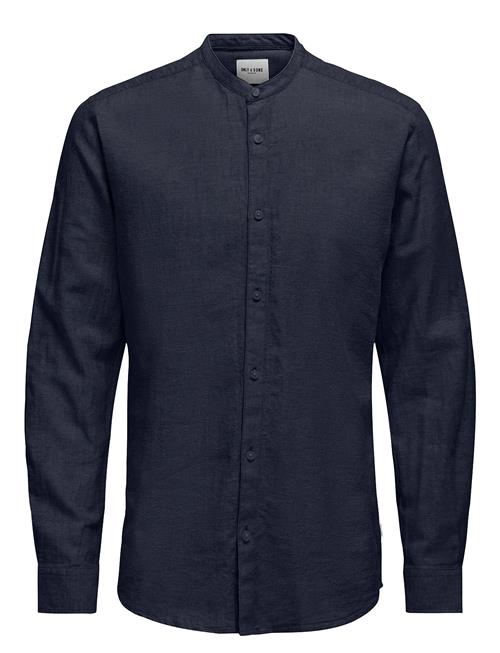 Onscaiden Ls Solid Linen Mao Shirt Noos ONLY & SONS Navy