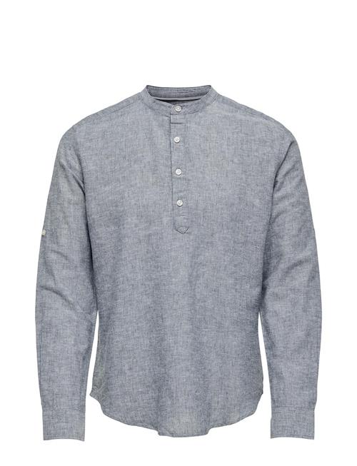 ONLY & SONS Onscaiden Ls Halfplackt Linen Shirt Noos ONLY & SONS Grey