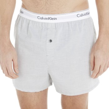 Calvin Klein 2P Modern Cotton Woven Slim Fit Boxer Sort/Grå vævet bomuld Medium Herre