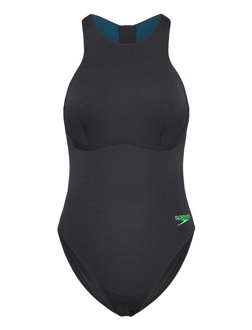 Speedo Womens Racer Zip Swimsuit With Integrated Swim Bra Speedo Black