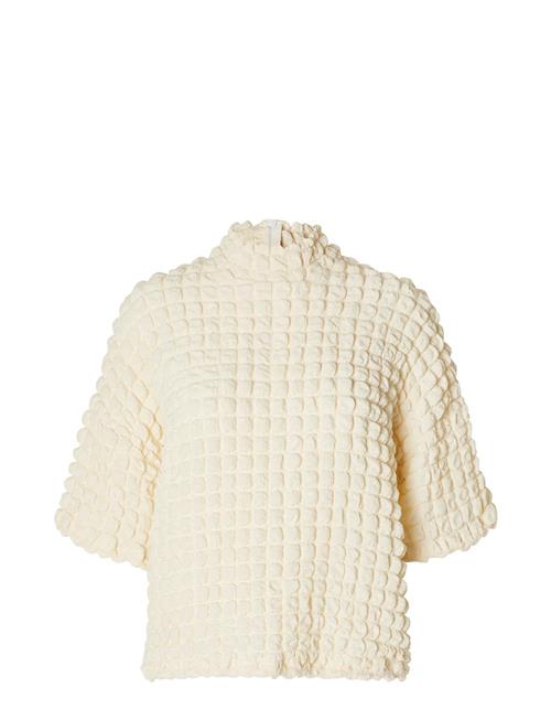 Slfmonika Ss High Neck Top B Selected Cream