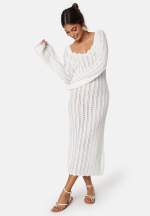 Se BUBBLEROOM Boat Neck Structure Knitted Dress Offwhite M ved Bubbleroom