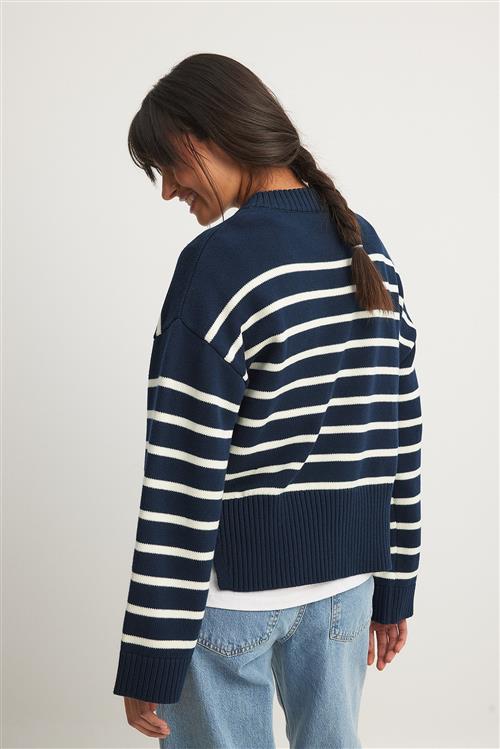 NA-KD Oversize stribet striktrøje - Navy,Stripe