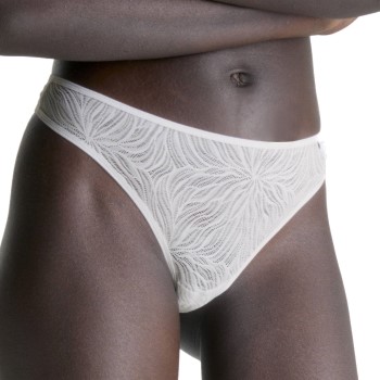 Calvin Klein Trusser Sheer Marquisette Lace Thong Hvid polyamid Small Dame