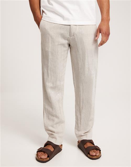 Selected Homme SLH196-Straight Mads Linen Pant Noo Hørbukser Pure Cashmere Mixed With Withe