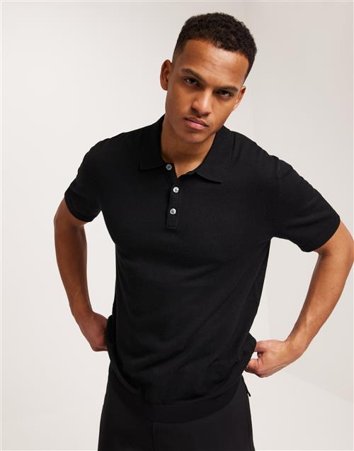 Jack & Jones Jjeemil Knit Polo S/S Sn Kortærmede poloer Black