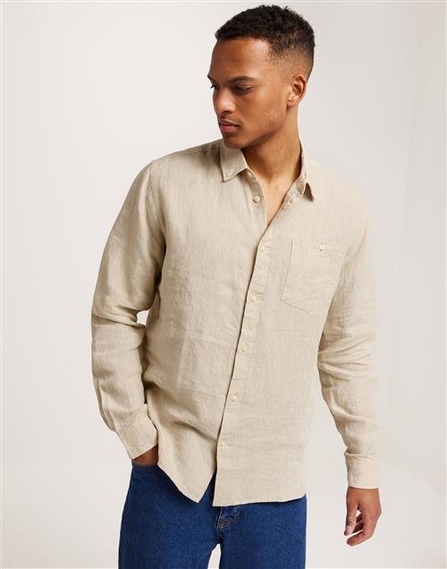 KnowledgeCotton Apparel Regular linen shirt GOTS/Vegan Hørskjorter Beige