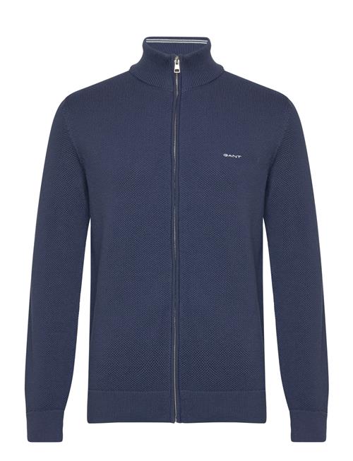 GANT Cotton Pique Zip Cardigan GANT Navy