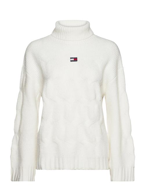 Tommy Jeans Tjw Badge Trtlnk Cable Sweater Tommy Jeans White