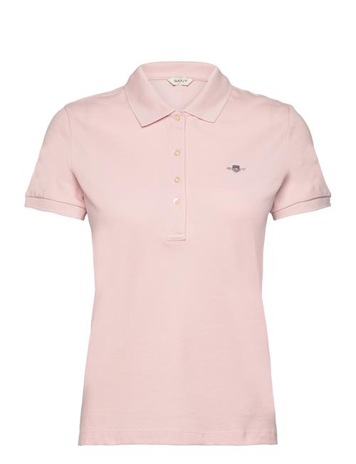 Se GANT Slim Sheild Cap Sleeve Pique Polo GANT Pink ved Booztlet