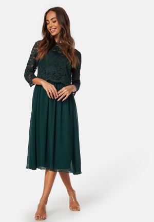 Se Bubbleroom Occasion Lace Midi Dress Dark green 36 ved Bubbleroom