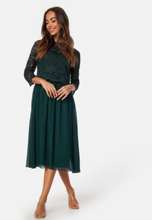 Se Bubbleroom Occasion Lace Midi Dress Dark green 38 ved Bubbleroom