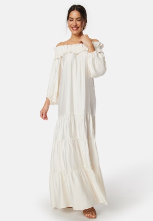 Bubbleroom Occasion Off Shoulder Maxi Dress White L