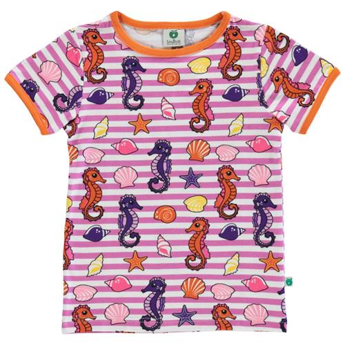 Småfolk Mønstret T-shirt Med Søhester Spring Pink | Lilla | 2-3 years