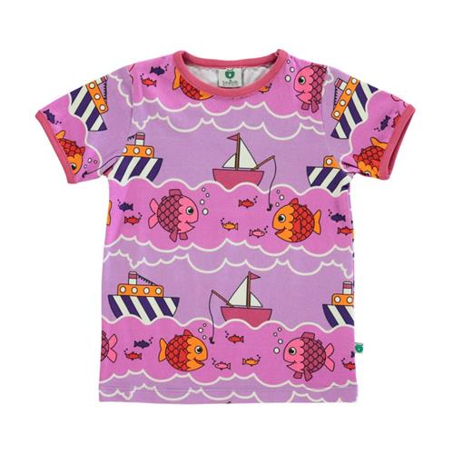 Småfolk Mønstret T-shirt Med Båder Og Fisker Violet Tulle | Lilla | 5-6 years