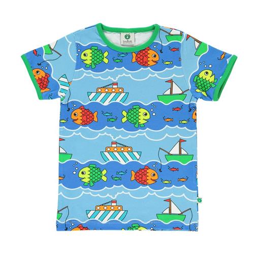 Se Småfolk Mønstret T-shirt Med Båder Og Fisker Blue Grotto | Blå | 4-5 years ved Babyshop