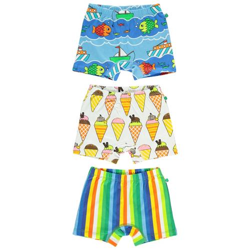 Se Småfolk 3-pak Mønstret Boxers Blue Grotto | Blå | 4-5 years ved Babyshop