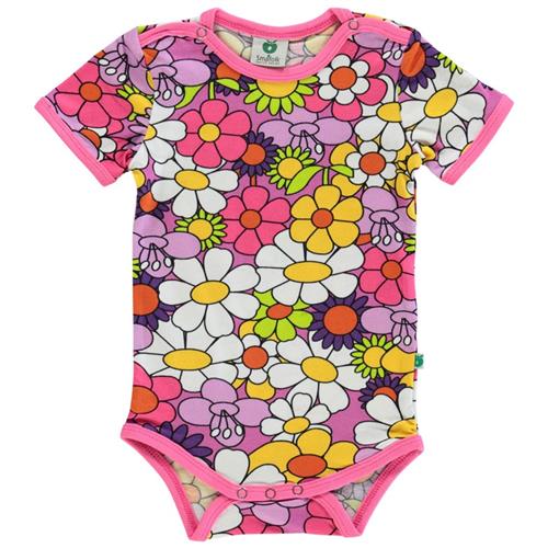 Småfolk Blomstret Babybody Spring Pink | Lilla | 62 cm