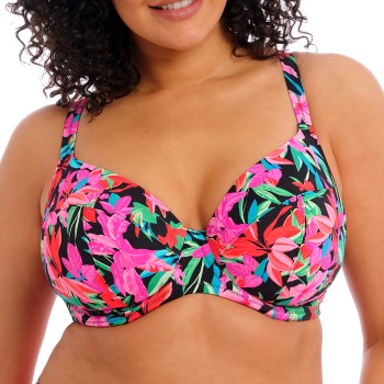 Elomi Savaneta Underwire Plunge Bikini Top Sort blomstret G 80 Dame