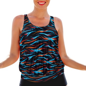 Wiki Korfu Tankini Top Blå/Orange C/D Small Dame