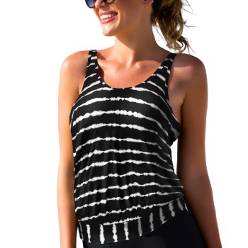 Wiki Kreta Tankini Top Sort Mønster E/F Small Dame