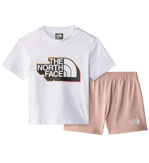 Se The North Face ShortssÃ¦t - T-shirt/Shorts - Pink Moss/Hvid ved KidsWorld