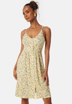 Se BUBBLEROOM Short Floral Strap Dress Yellow/Floral M ved Bubbleroom