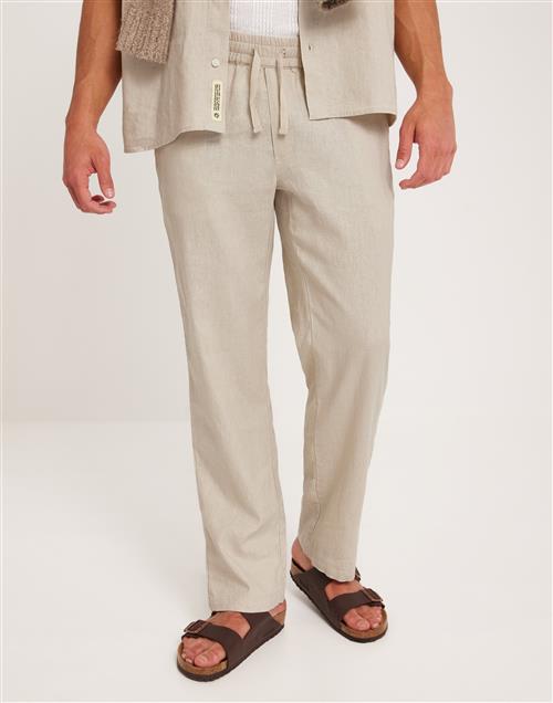 Woodbird WBEik Linen Pant Hørbukser Beige