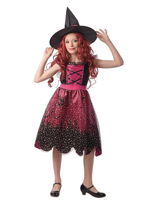 Costume Dress Pink Witch Joker Patterned