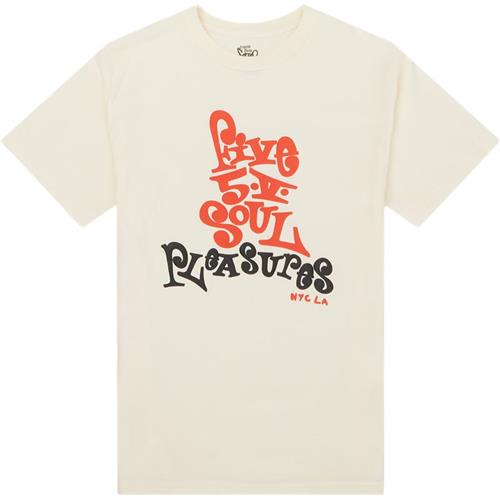 Se Pleasures Now Pleasures X 555 Soul 'five 5 V' T-shirt Cream ved Quint