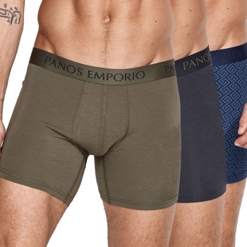 Panos Emporio 3P Base Bamboo Cotton Boxer Blå/Grøn Medium Herre