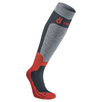 Seger Strømper Byggmark Mid Compression Sock Rød/Grå Str 34/36