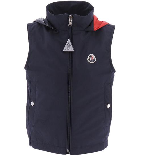 Se Moncler Vest - Zene - MÃ¸rkeblÃ¥ m. RÃ¸d/Hvid ved KidsWorld
