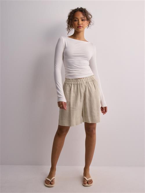 Only - Beige - Onltokyo Hw Linen Blend Shorts Pnt