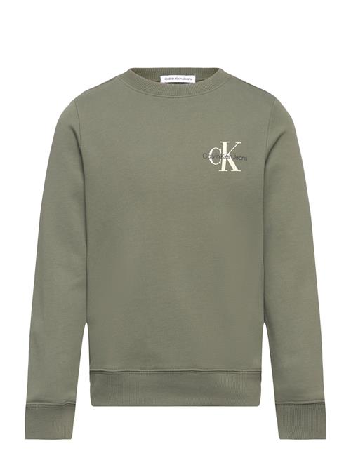 Se Calvin Klein Monogram Cn Sweatshirt Calvin Klein Khaki ved Booztlet