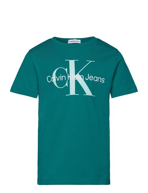 Se Calvin Klein Ck Monogram Ss T-Shirt Calvin Klein Blue ved Booztlet