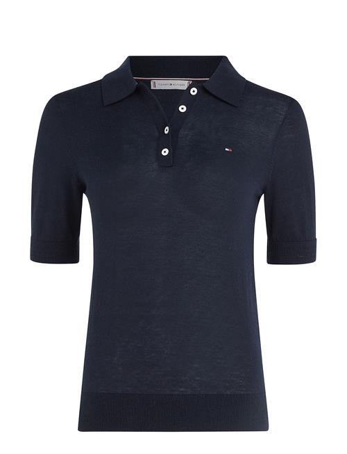 Tommy Hilfiger Co Lyocell Button Polo Ss Swt Tommy Hilfiger Blue