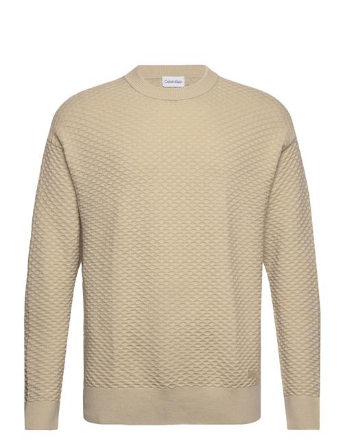 Se Calvin Klein Texture Crew Neck Sweater Calvin Klein Beige ved Booztlet