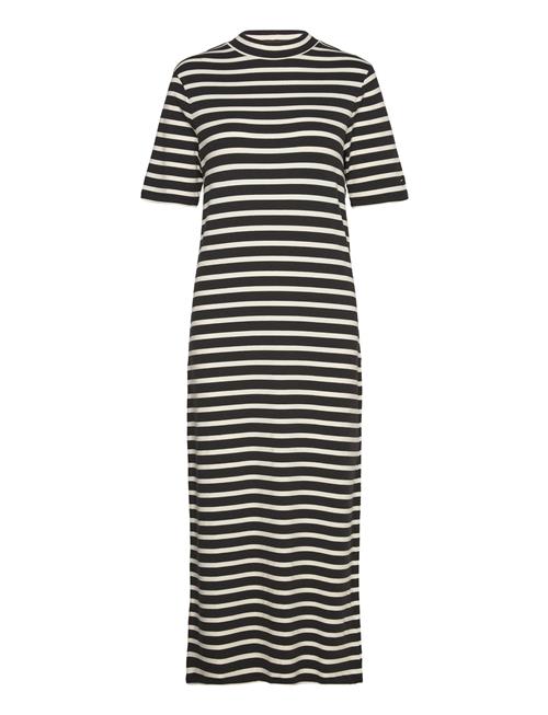 Crv Slim Rib Stp Midi Dress Tommy Hilfiger Black