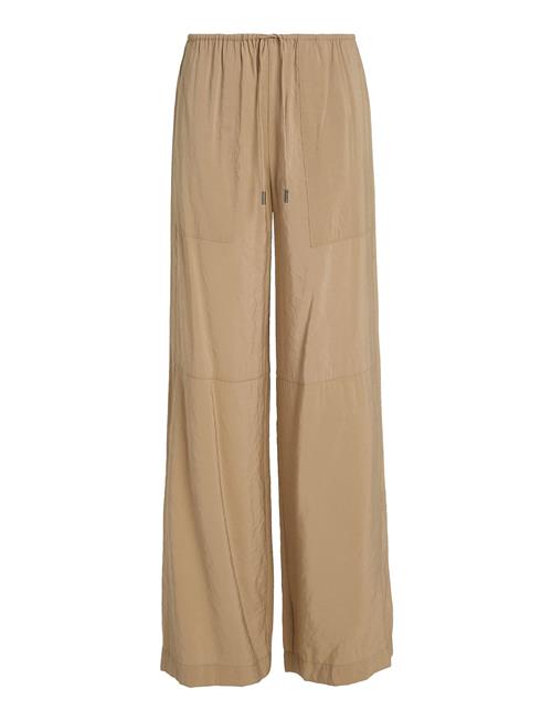 Se Calvin Klein Textured Wide Leg Pants Calvin Klein Beige ved Booztlet