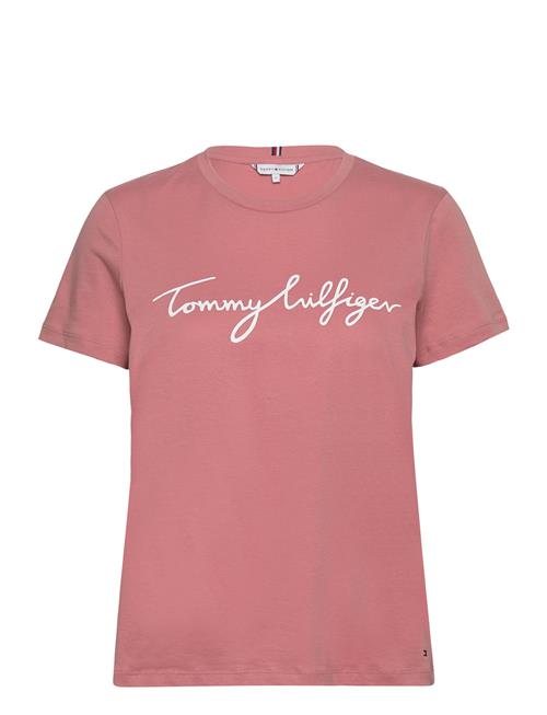 Reg C-Nk Signature Tee Ss Tommy Hilfiger Pink