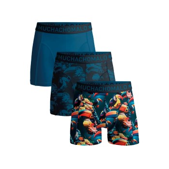 Muchachomalo 3P Cotton Stretch Boxer Blå Mønster bomuld Medium Herre