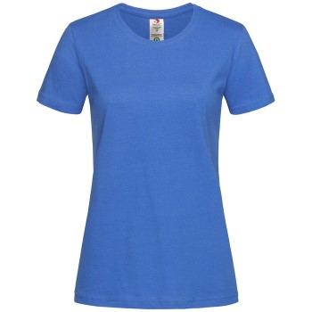 Stedman Classic T Organic Women Crew Neck Blå økologisk bomuld Small Dame