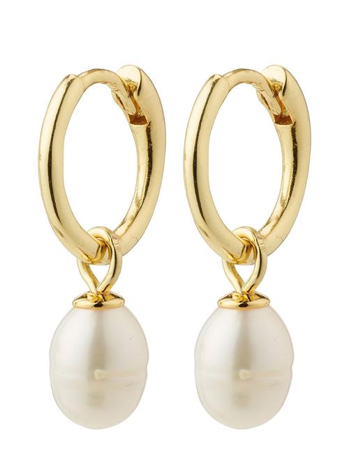 Berthe Recycled Pearl Hoop Earrings Gold-Plated Pilgrim Gold