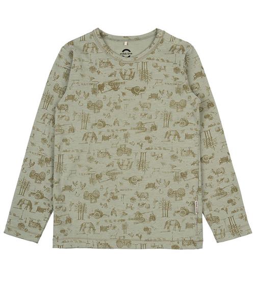 Se Mikk-Line Bluse - Uld/Bambus - Desert Sage m. Print ved KidsWorld