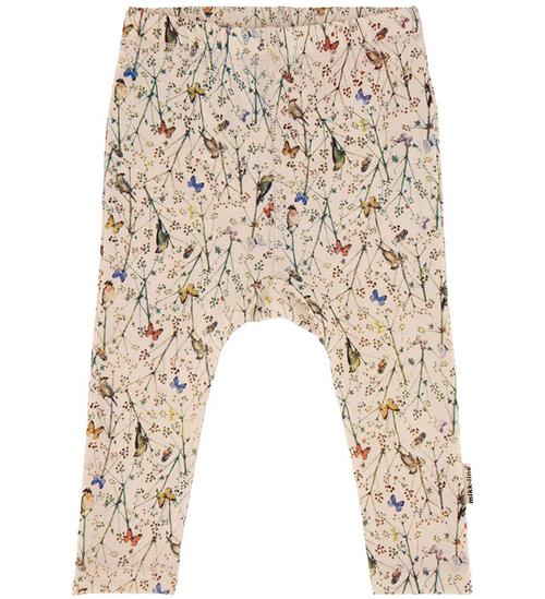 Se Mikk-Line Leggings - Uld/Bambus - Off-White m. Print ved KidsWorld