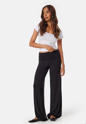 Se BUBBLEROOM Fold Over Wide Trousers Black M ved Bubbleroom