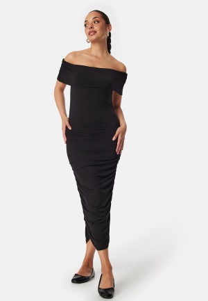 Se BUBBLEROOM Off Shoulder Midi Dress Black S ved Bubbleroom