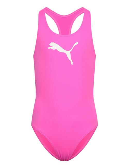 Se Puma Swim Puma Swim Girls Racerback Swimsuit 1P Puma Swim Pink ved Booztlet